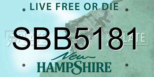 SBB5181 New Hampshire License Plate