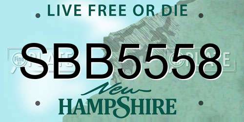 SBB5558 New Hampshire License Plate