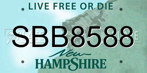 SBB8588 New Hampshire License Plate
