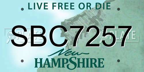 SBC7257 New Hampshire License Plate