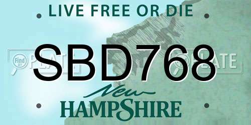 SBD768 New Hampshire License Plate