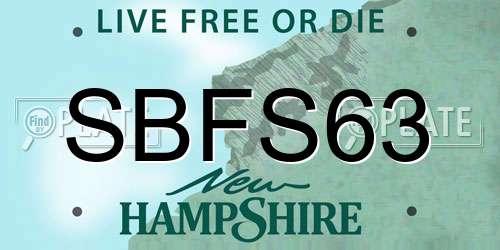 SBFS63 New Hampshire License Plate