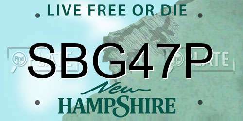 SBG47P New Hampshire License Plate