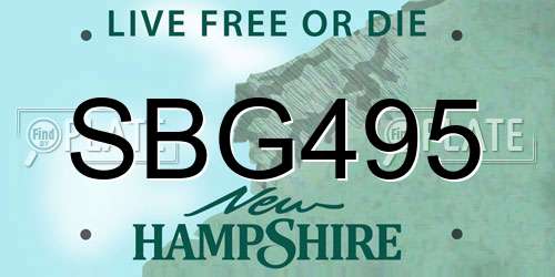 SBG495 New Hampshire License Plate