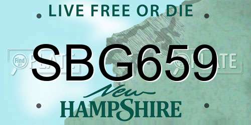 SBG659 New Hampshire License Plate