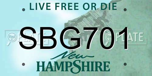 SBG701 New Hampshire License Plate
