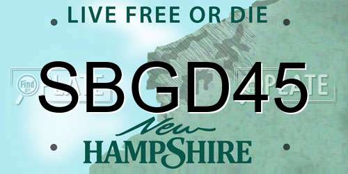 SBGD45 New Hampshire License Plate