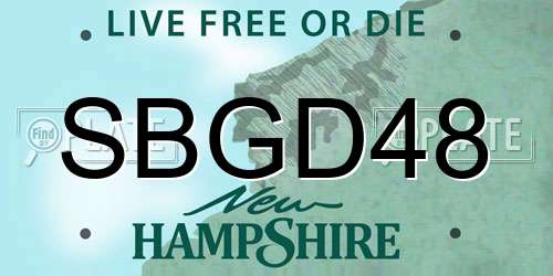 SBGD48 New Hampshire License Plate