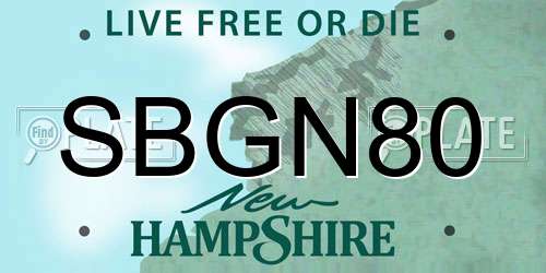 SBGN80 New Hampshire License Plate