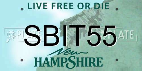 SBIT55 New Hampshire License Plate