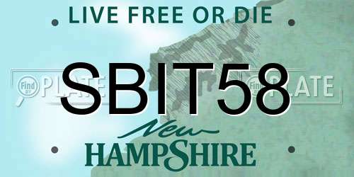 SBIT58 New Hampshire License Plate