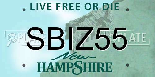 SBIZ55 New Hampshire License Plate