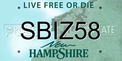 SBIZ58 New Hampshire License Plate