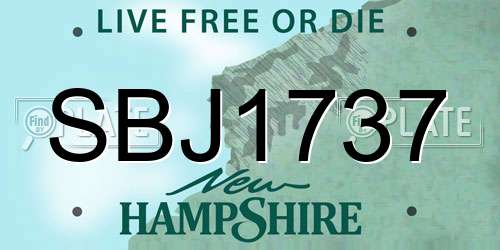 SBJ1737 New Hampshire License Plate