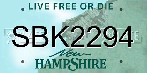SBK2294 New Hampshire License Plate