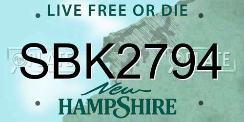 SBK2794 New Hampshire License Plate