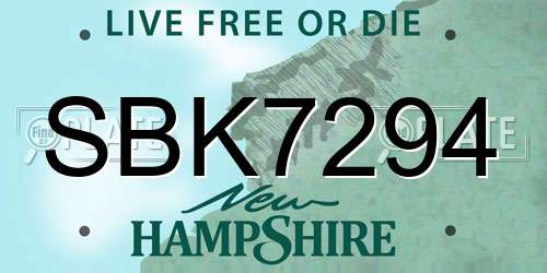 SBK7294 New Hampshire License Plate