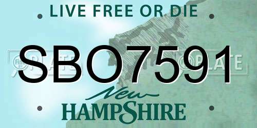 SBO7591 New Hampshire License Plate