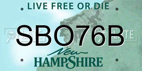 SBO76B New Hampshire License Plate
