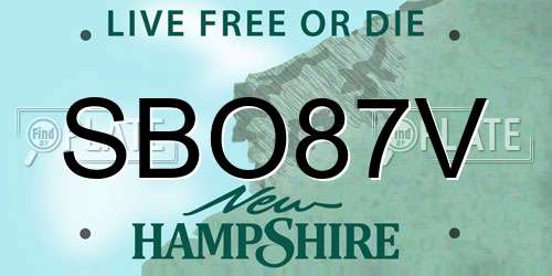 SBO87V New Hampshire License Plate