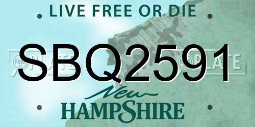 SBQ2591 New Hampshire License Plate
