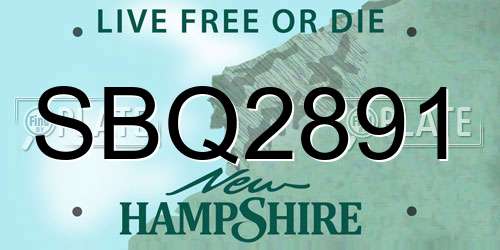 SBQ2891 New Hampshire License Plate