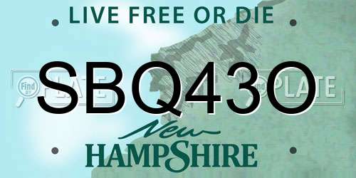 SBQ43O New Hampshire License Plate