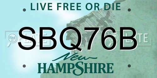 SBQ76B New Hampshire License Plate