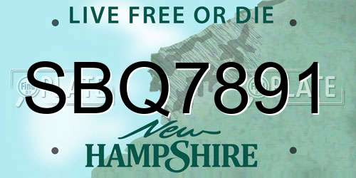 SBQ7891 New Hampshire License Plate