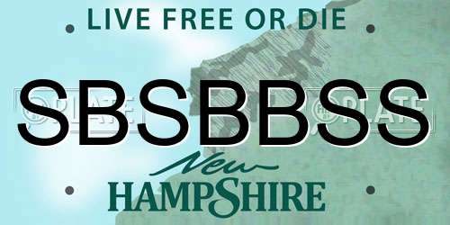 SBSBBSS New Hampshire License Plate