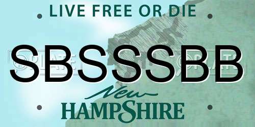 SBSSSBB New Hampshire License Plate