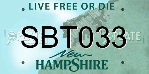 SBT033 New Hampshire License Plate