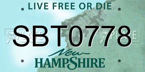 SBT0778 New Hampshire License Plate