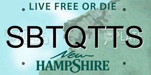 SBTQTTS New Hampshire License Plate