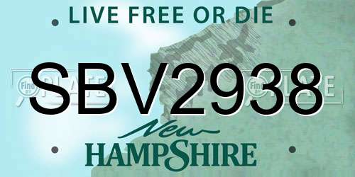 SBV2938 New Hampshire License Plate