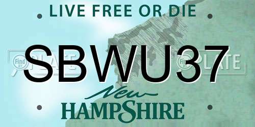 SBWU37 New Hampshire License Plate