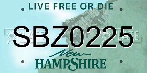 SBZ0225 New Hampshire License Plate