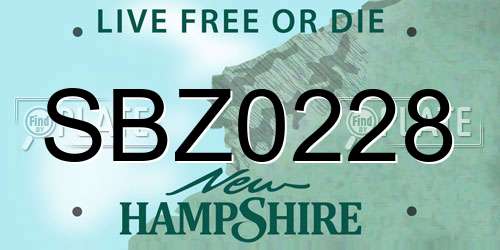 SBZ0228 New Hampshire License Plate