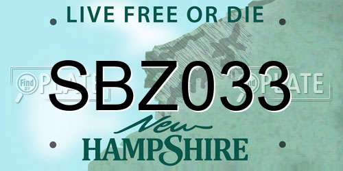 SBZ033 New Hampshire License Plate