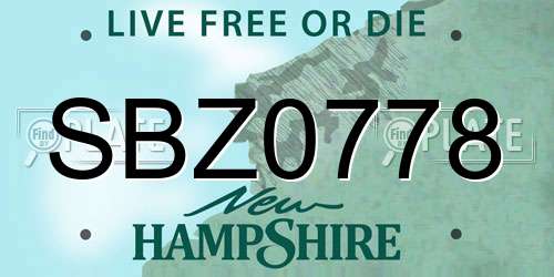 SBZ0778 New Hampshire License Plate