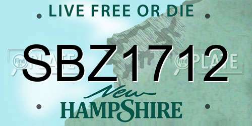 SBZ1712 New Hampshire License Plate