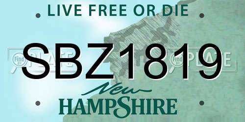 SBZ1819 New Hampshire License Plate
