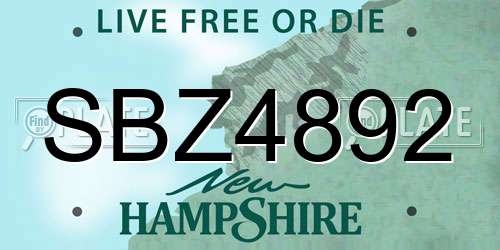 SBZ4892 New Hampshire License Plate