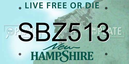 SBZ513 New Hampshire License Plate