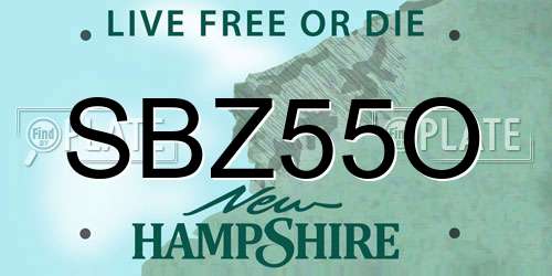 SBZ55O New Hampshire License Plate