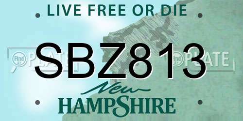SBZ813 New Hampshire License Plate