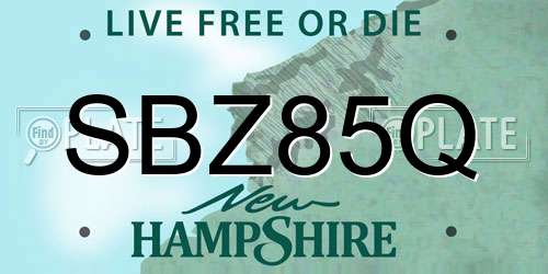 SBZ85Q New Hampshire License Plate