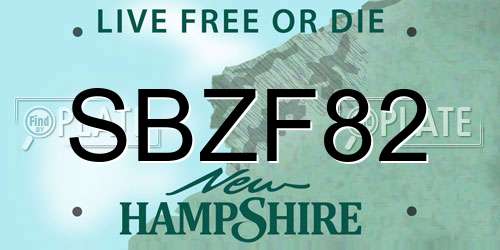 SBZF82 New Hampshire License Plate