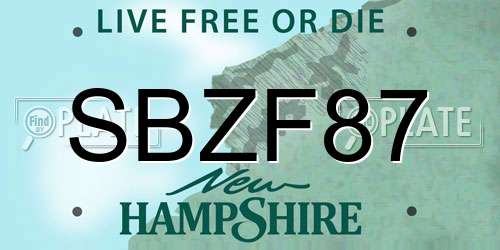 SBZF87 New Hampshire License Plate