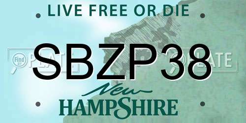 SBZP38 New Hampshire License Plate